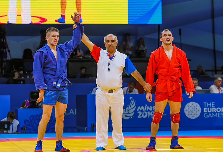 Medalists of the 1st Day of the SAMBO Tournament at the 2nd European Games