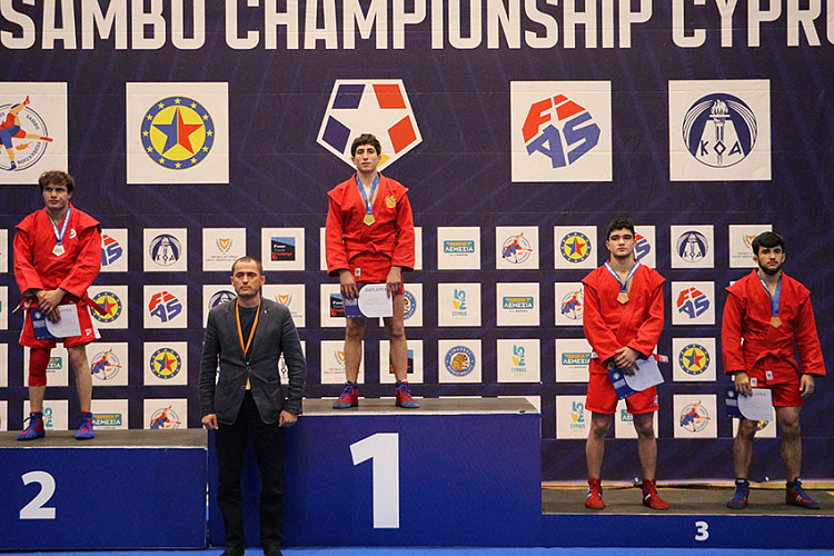 Winners of the 1st Day of the European Cadet, Youth and Junior SAMBO Championships 2025 in Limassol