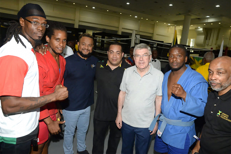 Jamaican sambists held demonstration performance for IOC President Thomas Bach