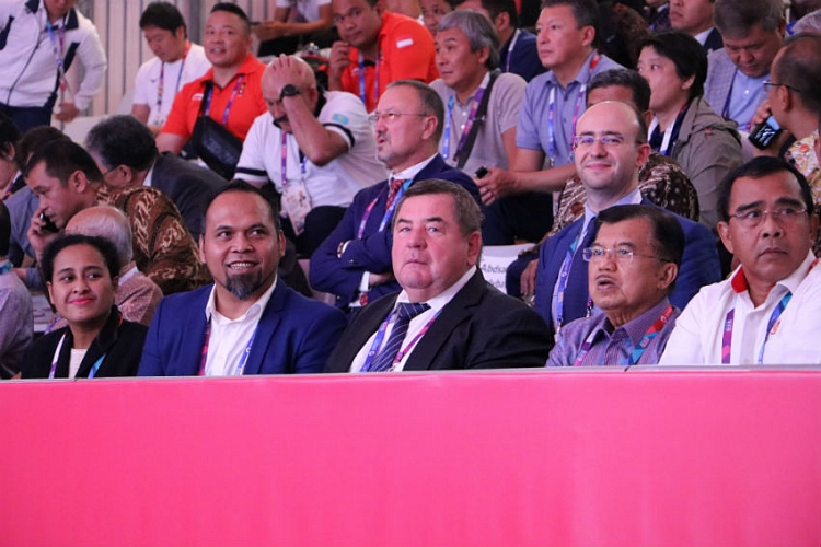 FIAS President and Vice-President of Indonesia Visited SAMBO tournament at the Asian Games