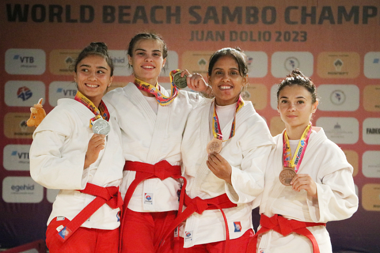 Winners of the 1st Day of the World Beach Sambo Championships 2023