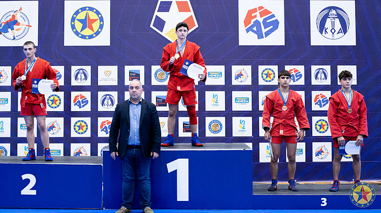Winners of the 3rd Day of the European Cadet, Youth and Junior SAMBO Championships 2025 in Limassol